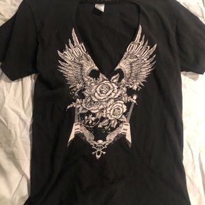 Fashion Nova Ripped Design T-Shirt XS Black